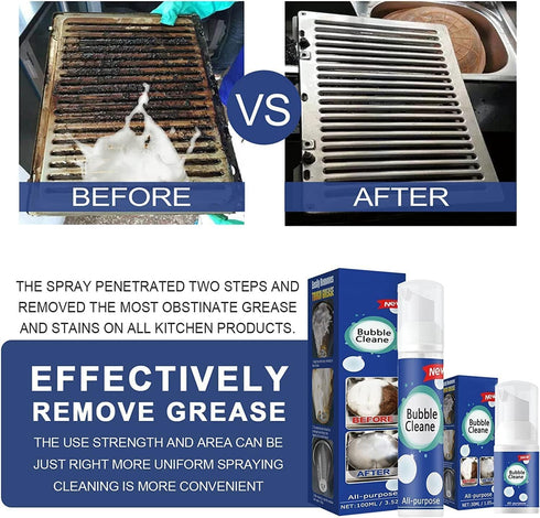 Bubble Cleaner, All Purpose Bubble Cleaner Kitchen Deep Cleaning Spray, All-purpose Rinse-free Cleaning Spray(2PCS*100 ML)...