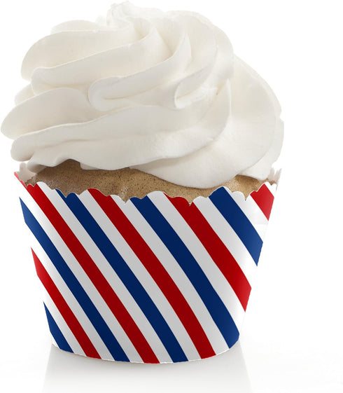 Big Dot of Happiness Red, White and Blue - Memorial Day and 4th of July Party Decorations - Patriotic USA Party Cupcake Wrappers - Set of 12...
