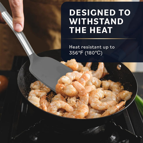 Home Hero Silicone Spatula Set with Ergonomic Handles - Stainless Steel High Heat Resistant Solid & Slotted Turner, BPA Free Non Stick Kitchen Ute...