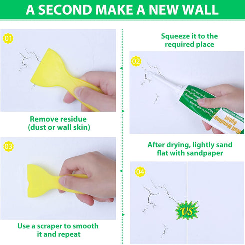 Drywall Repair Kit, Drywall Hole Patch Kit Spackle Puddy Wall Repair Large Hole Patch Kit, Wall Mending Agent with Scraper Easy to Fill The Holes ...