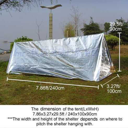Emergency Survival Tent 2 Person Waterproof Reflective, Thermal Space Blanket for Camping, Life Saving Equipment, Outdoor Mountain Shelter (1 Pack...