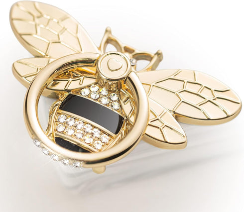 Allengel Bee Phone Ring Holder Finger Kickstand with Crystal, Cute Phone Ring Grip Holder for iPhone or Smartphone Cases, Gold Black...