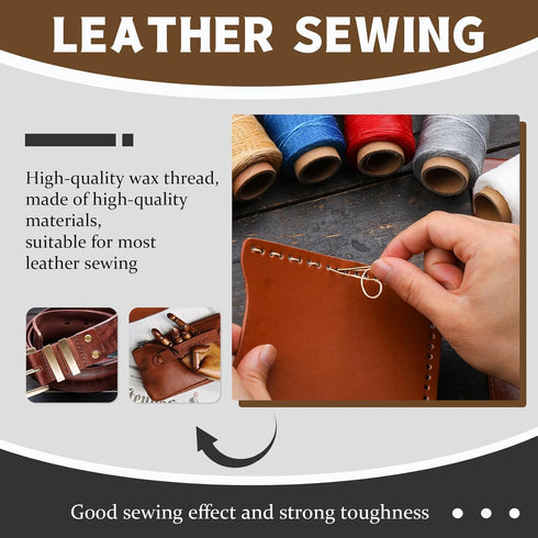 Jupean Waxed Thread, 150m /164Yards Black Leather Sewing Thread, Hand Stitching Threads for Hand Sewing, Bookbinding, and Beginners Leather Craft ...