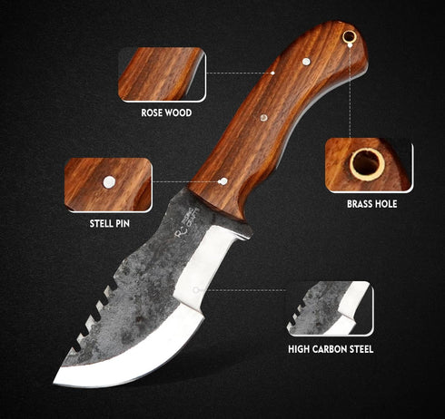 8.5 Inch Handmade High Carbon Steel Tracker Knife - Fixed Blade With Sheath -Full Tang Knife - Survival Knife - Hunting Knife - Tactical Knife for...