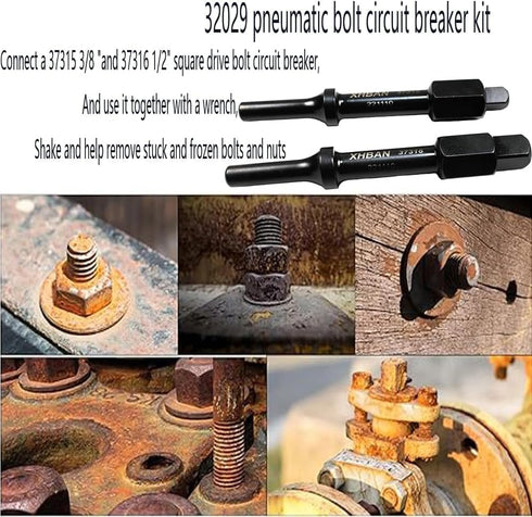 37315 3/8" & 37316 1/2" Shake 'n break Pneumatic Bolt Breaker. Designed to be used with a wrench to help rotate and loosen seized fasteners...