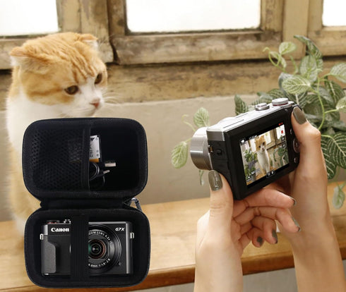 WERJIA Hard Carrying Case for Canon PowerShot G7X Mark III/G7X Mark II/G7 X Digital Camera,Fits USB Cable and Extra Batteries (Storage case, Black...