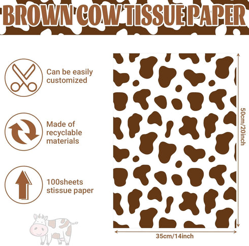 Bolsome 100 Sheets 20 x 14 Inch Brown Cow Print Tissue Paper Highland Cow Print Tissue Paper for for Gift Wrapping, Birthday, Baby Shower, Cow The...