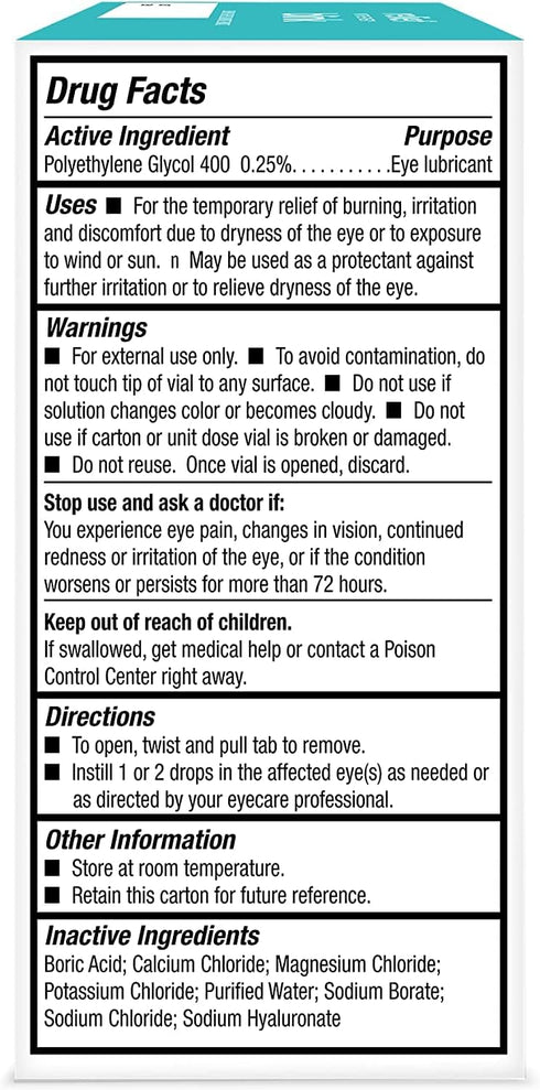 Blink Tears Lubricating Eye Drops Mild-Moderate Dry Eye .01 Fl Oz 25 Count...