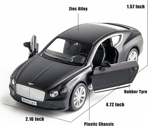 1:36 for Diecasting Alloy Car Model Bentley Continental GT Toy Car, Pull Back Vehicles Toy Car for Toddlers Kids Boys Girls Gift Black...