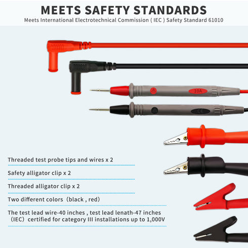 WG-011 III 1000V & CAT IV Test Lead and Safety Alligator Clips Soft Silicone Electrician Test Leads Kit with Silicone Alligator Clips CAT600V (Tes...