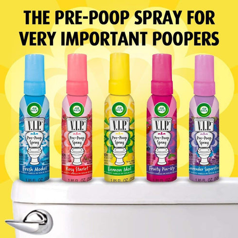 Air Wick V.I.P. Pre-Poop Toilet Sprays | Lemon/Lavender/Rosy Starlet Scents | Contain Essential Oils | Travel size Air Fresheners | Up to 100 uses...