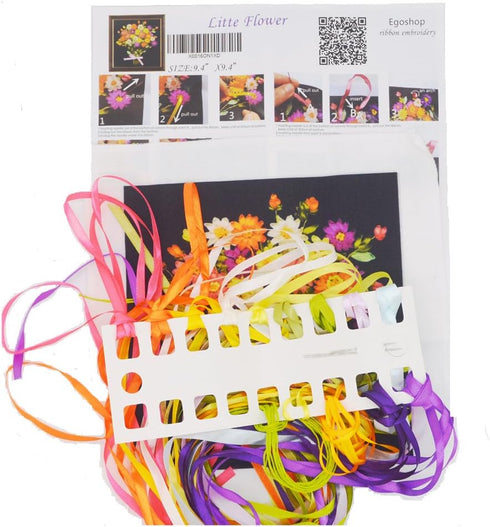 Ribbon Embroidery Kit Little Flower DIY Wall Decor with English Instruction...