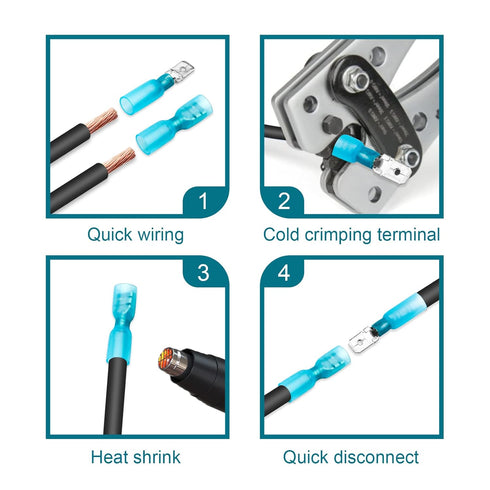 100 PCS Spade Connectors, Heat Shrink Spade Terminals 16-14 AWG, Wire Connectors Female by MENTBERY...