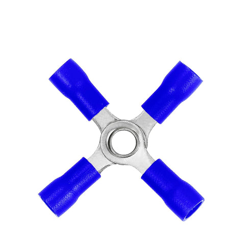 Conext Link 10 Wire Crimp 4 Way X Ring Butt Connector Terminal Vinyl Blue 16-14 awg Gauge GA ?18255?...