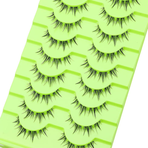 outopen 10 Pairs Manga Lashes Korean Asian Lashes Anime Eyelashes Japanese Makeup Fake Lashes Spiky False Eyelashes...