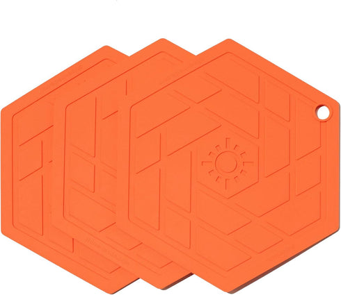 Trivet Mat, Set of 3 Silicone Pot Holder, Hot Pads, Potholder for Pots and Pans (Red Coral)...