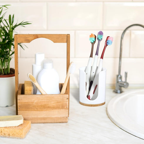 Bathroom Cups Dispenser Plastic Mouthwash Holder Acrylic Disposable Paper Cups Rack White Kitchen Accessories Cup Storage Box for Guest Toiletries...