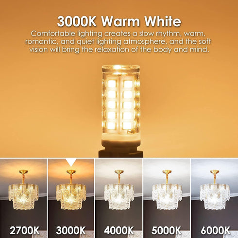 Sailstar G9 LED Bulb Dimmable 40W Equivalent, G9 Bulb 3000K Warm White, 400 Lumens, 360° Beam Angle, No Flicker, 120V, G9 Bi-pin Bulb Ceramic Base...
