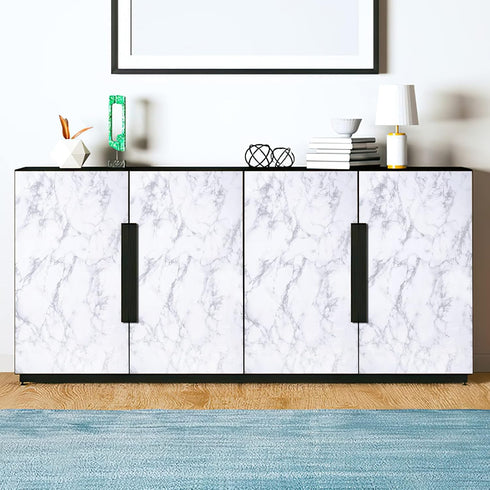Arthome Marble Paper,17x78.7 inch Self Adhesive Wallpaper Waterproof Gloss PVC Vinyl, Oil Proof,White/Gray Granite Paper,Marble Vinyl Paper for Fu...