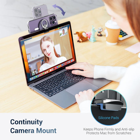 PROfezzion Continuity Camera Mount with for MacBook Laptops, Strong Magnetic Phone Holder for iPhone 15 14 13 12 Series, Phone Webcam Mount for iO...