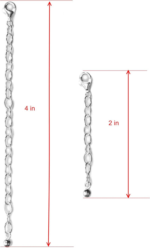 925 Sterling Silver Chain Extenders for Pendant Necklace Bracelet Anklet Made in Italy (Set 2pcs)...