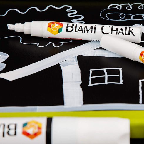 Drawing White Chalk Markers 4 Pack - Reversible Fine and Jumbo Tips 16mm - 10mm - 6mm - 3mm - Chalkboard Pens for Bistro Glass Windows, Office Sch...