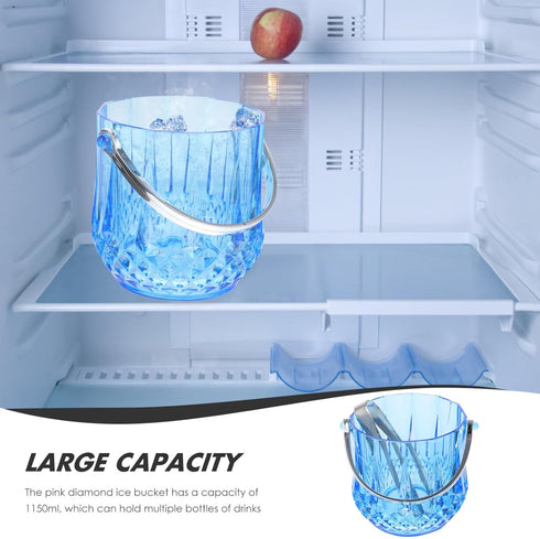 Kichvoe Bar Ice Cube Bucket with Ice Tongs 1150ml Ice Container Bucket Ice Cube Container Storage Bucket Transaprent Beer Bucket For Home Wine Ice...