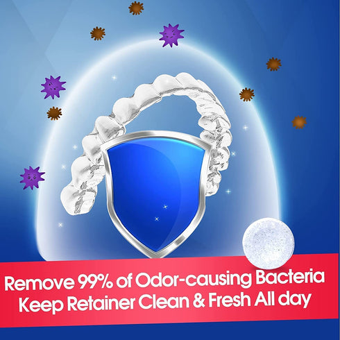 Retainer & Denture Cleaner Tablets - 4 Months Supply (120 pcs) Dental Retainers for Aligner - Mouth & Night Guards - False Teeth Whitening - Remov...