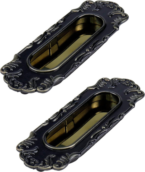 2pcs European Recessed Flush Pull Sliding Closet Door Handles Recessed Finger Pulls Flush Pocket Door Pull for Cabinet Dresser Drawer Bronze Tone ...