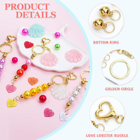 10Pcs Beadable Keychains Bar, Beaded Metal Keychain for Keychain Making, 360°Rotatable Beaded DIY Keychain Making Supplies Kit for Craft Keychain ...