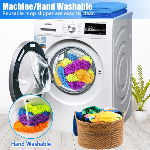 4 Pairs (8 Pieces) Mop Slippers Shoes Cover Dust Duster,Multi Function Reusable Microfiber Dust Mops,Floor Cleaning Shoes for Bathroom,Office,Kitc...