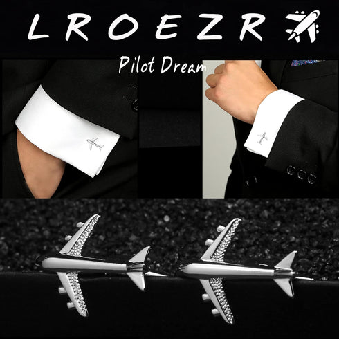 Men's Cufflinks Aircraft Unique Design Tuxedo Shirt Cuff Links Sets for Wedding Business, With Gift Box, 2 Pairs...