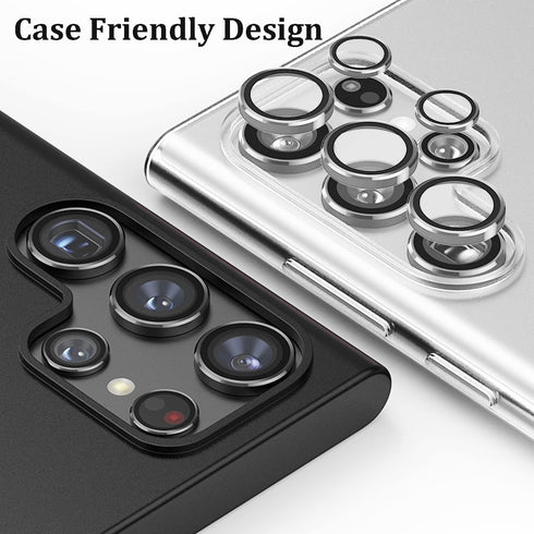 for Galaxy S23 Ultra Camera Lens Protector, Aluminium Alloy Ring 9H Tempered Glass Anti Scratch Decorative Camera Cover Accessories for Samsung Ga...
