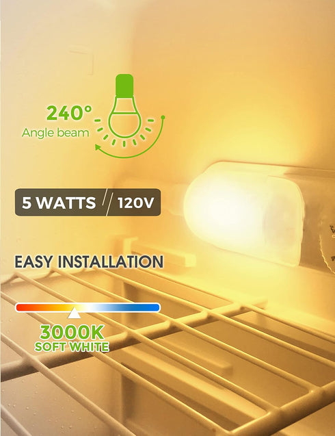 LOHAS A15 LED Bulb Refrigerator Light Bulb, 40W Equivalent Appliance Bulb, 5W LED 120V Fridge Lights, E26 Medium Base Ceiling Fan Light, Waterproo...