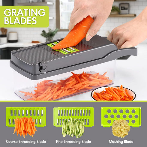 Ourokhome Vegetable Chopper, 12 in 1 Professional Mandoline Slicer for Kitchen, Multifunctional Food Chopper Cutter for Onion, Potato, Tomato, Veg...