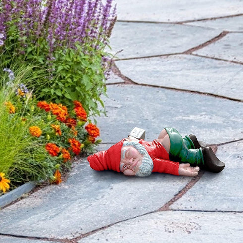 Funny Garden Drunk Gnome Creative Drunken Dwarf Statue Decoration Fairy Garden Accessories for Outdoor Indoor Ornament...