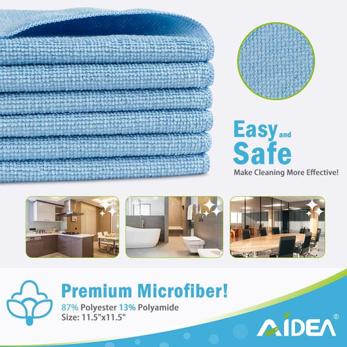 AIDEA Microfiber Cleaning Cloths-24PK, Soft Absorbent Cleaning Rags, Lint-Free Streak-Free Microfiber Cloth for House, Kitchen, Car, Window, Gifts...