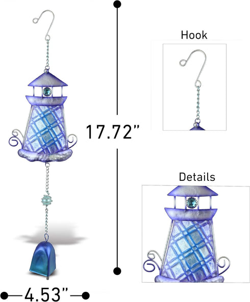 CoTa Global Purple Lighthouse Hanging Sea Glass Wind Chime 17.72 Inch, Nautical Glass Windchime Outdoor Decor for a Harmonic Porch, Patio & Garden...