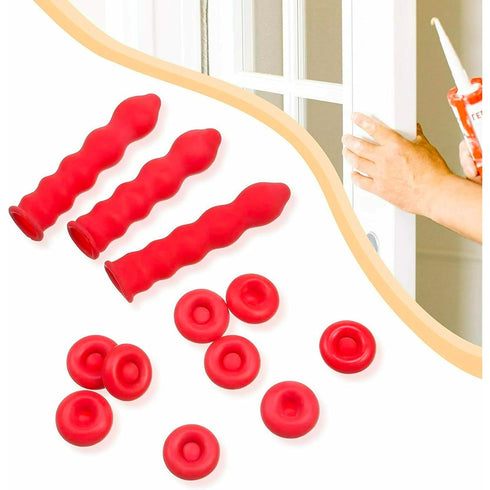 20Pcs Red Adhesives Sealers Caulk Tip Covers Caulk Cap for Seal Caulking Tubes,Protective Cover Hardware Caulk Saver Sealer Caps Nozzle Sealant Pr...