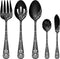 EUIRIO 5 PCS Black Serving Utensils Set, Stainless Steel Hostess Serving Set, Include Serving Spoon, Slotted Serving Spoon, Serving Fork, Sugar Sp...