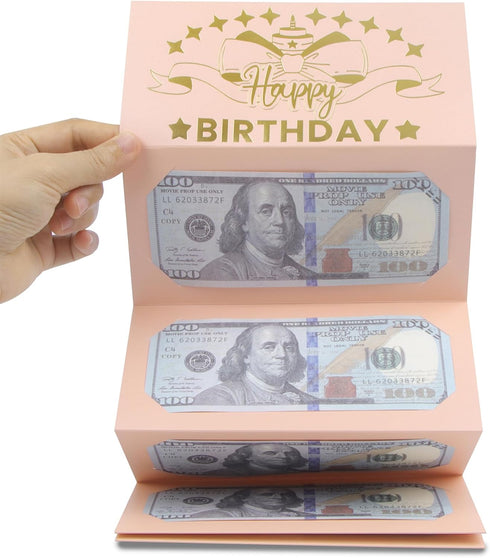 HOMANGA Birthday Money Envelope for Cash Gifts, Surprise Cash Envelope for Wife Women Kids, Birthday Gift Card for Women Girls, Pink Rose Gold Mon...