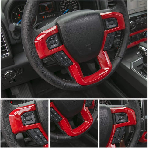 Voodonala Red Steering Wheel Cover Trim for 2015 2016 2017 Ford F150 F250 F350 Super Duty...