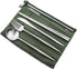 Reusable Travel Utensils, 7 Pieces Portable 18/10 Stainless Steel include Knife Fork Spoon Chopsticks Cleaning Brush Straws Portable Pouch, Eco-fr...