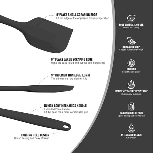 Permanent Warranty Silicone Large Spatula 1 PCS Heat Resistant Silicone Spatula Cooking for Nonstick Cookware Kitchen Gadgets Large Spatula Black...
