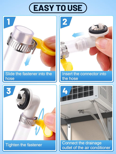 10ft Air Conditioner Drain Hose, 3/5 inch Portable AC Drain Hose Connector, Replacement for Universal Mini-Split Unit and Window Air Conditioner U...