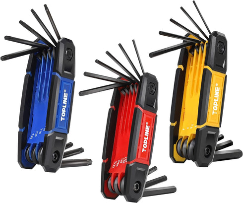 Topline 25-Piece Folding Allen Wrench Set, SAE, Metric, Torx Hex Key Set Included, 3 Pack Portable Allen Key Set for Basic Home Repair and General...