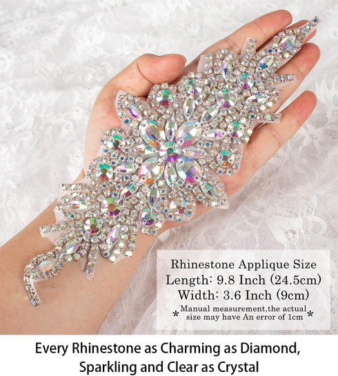 ShiDianYi Bridal Wedding Dress Sash Belt Applique with Silver AB Stone Belt Waist Decoration Rhinestone Bridal sash for Bridal Shower-190509E...