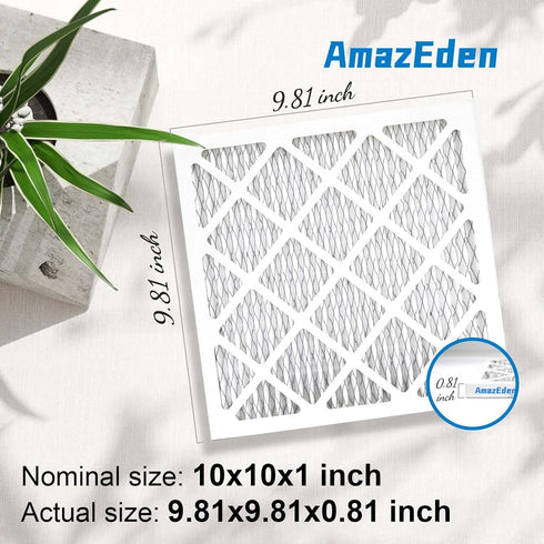 10x10x1 Air Filter MERV 8, 4 PACK AmazEden MPR 600 Pleated HVAC AC Furnace Dust Defense Air Filters Replacement (Exact Dimensions: 9.81x9.81x0.81 ...