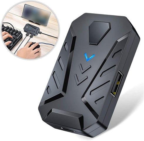 Gaming Keyboard Mouse Converter,USB 2.0 Mobile Gaming Keyboard Mouse Converter Adapter,Bluetooth 4.0,with Adjustable Stand,for Android Systerm(Bla...