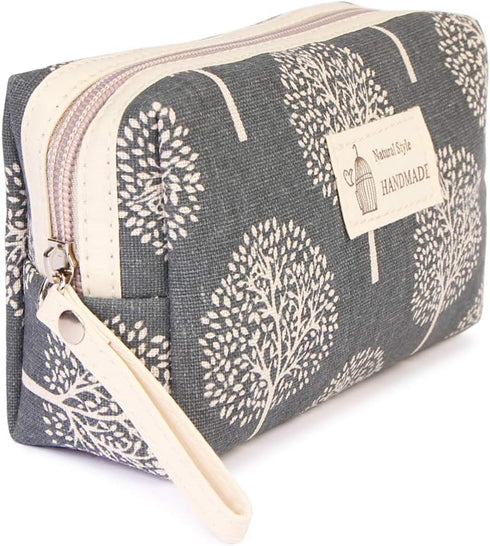 RIAH FASHION Portable Travel Clutch Cosmetic Makeup Pouch Bag - Toiletry Organizer Purse Wristlet Stripe, Floral, Plaid, Cork (Rectangle Pouch - T...